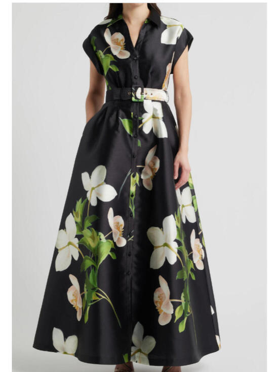 julia jordan Dresses & Skirts - NEW Julia Jordan Belted Floral Mikado Shirtdress in Black multi Sz 6 #LD293